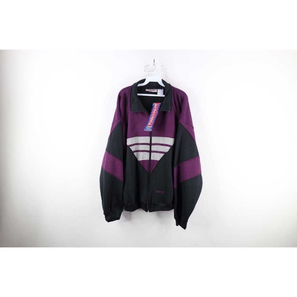 Deadstock Vintage 90s Spalding Mens Large Spell Out Color Block Track Jacket